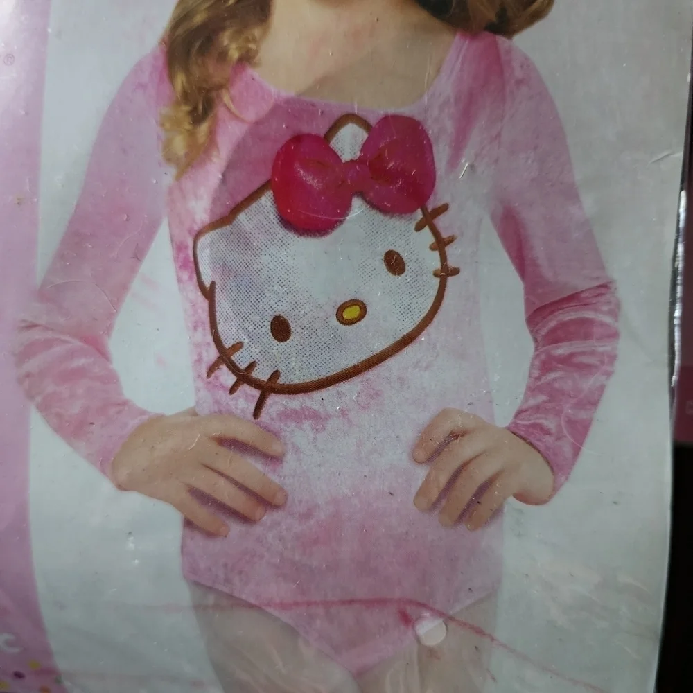 Hello Kitty Bodysuit Child Small 4-6 w/ Body Jewelry Halloween Costume Cosplay